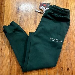 Men’s Spyder Dark Green Cotton Joggers Sweatpants Skiing NWT